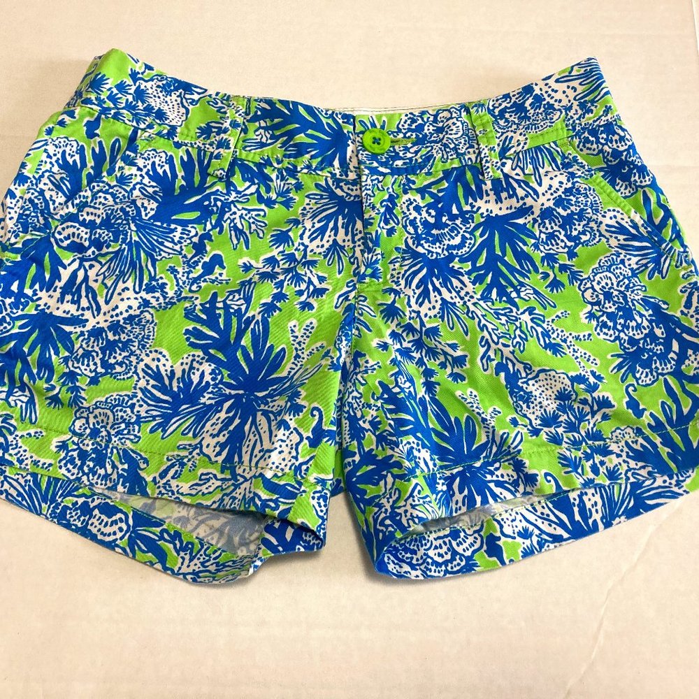Lilly Pulitzer Callahan Short Limeade Biggest Fan 5'' Green Blue Tropical Size 2